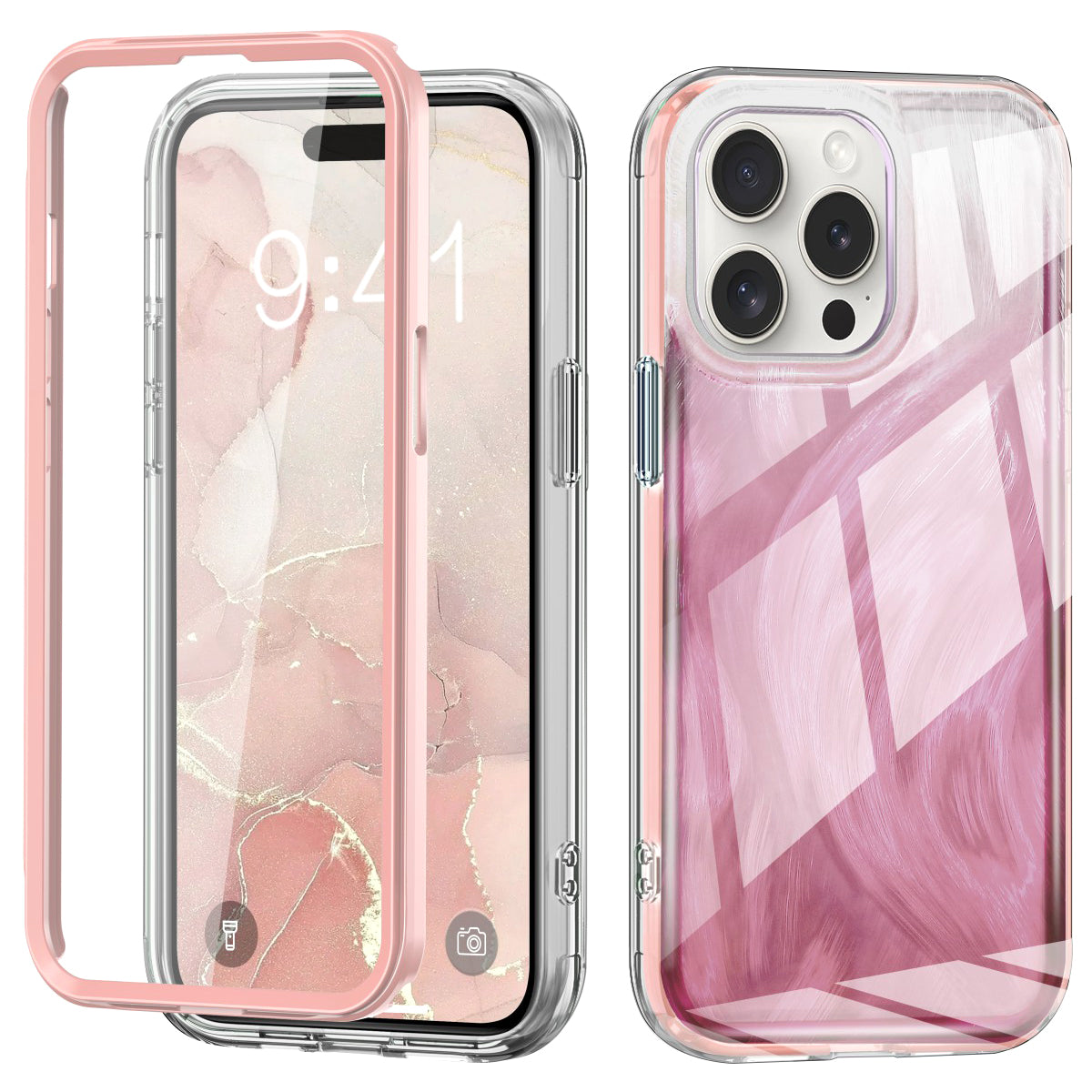 For iPhone 15 Pro Max Case Bump Proof PC+TPU Gradient Feather Back Phone Cover