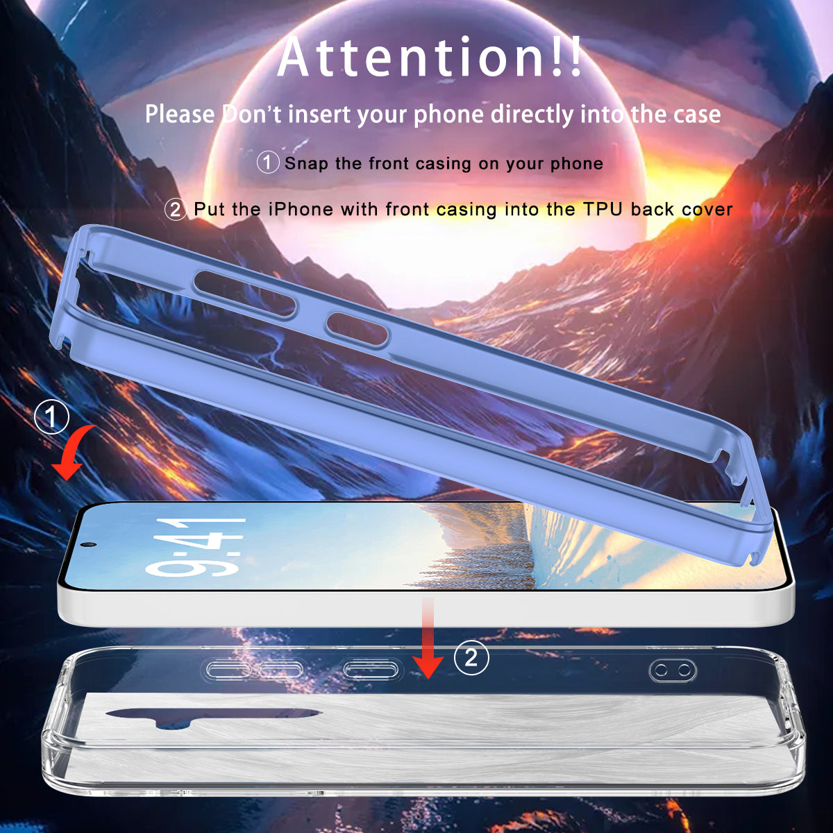 For Samsung Galaxy S24 Case Gradient Feather Pattern PC+TPU Protective Cover