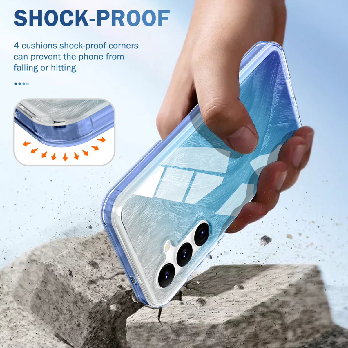 For Samsung Galaxy S24 Case Gradient Feather Pattern PC+TPU Protective Cover