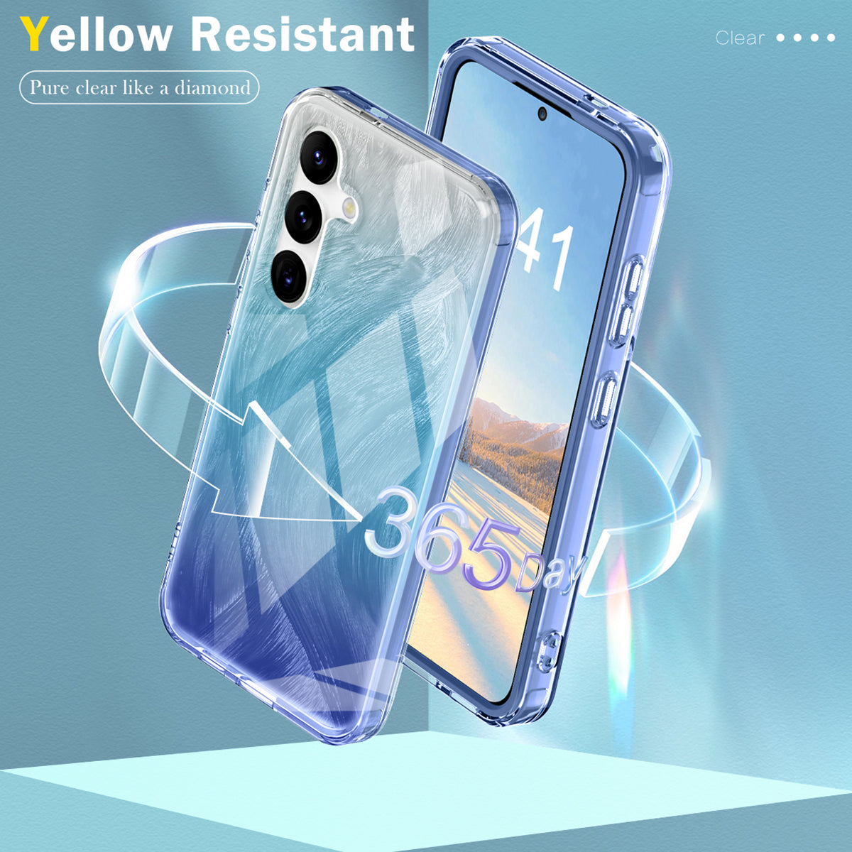 For Samsung Galaxy S24 Case Gradient Feather Pattern PC+TPU Protective Cover