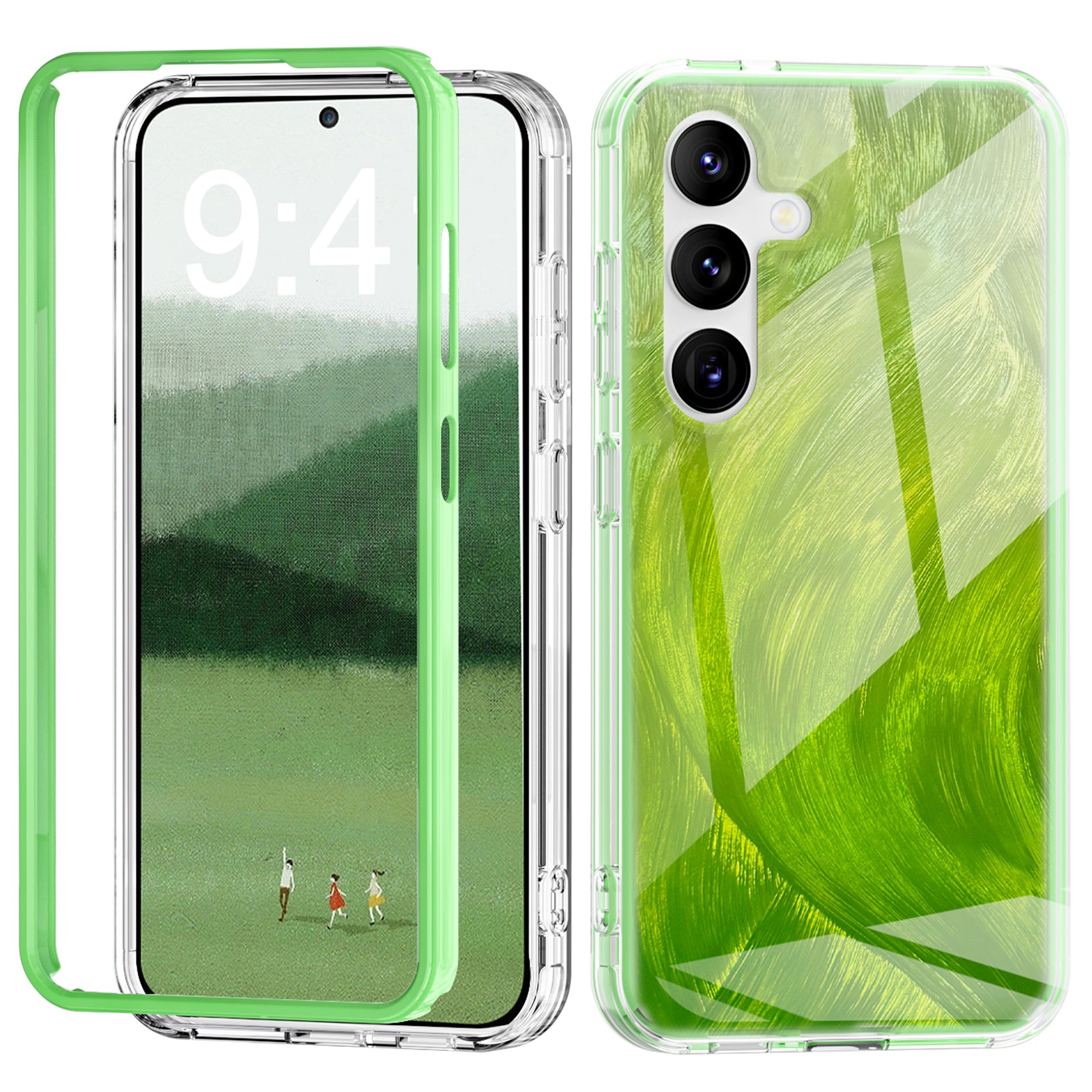 For Samsung Galaxy S24 Case Gradient Feather Pattern PC+TPU Protective Cover