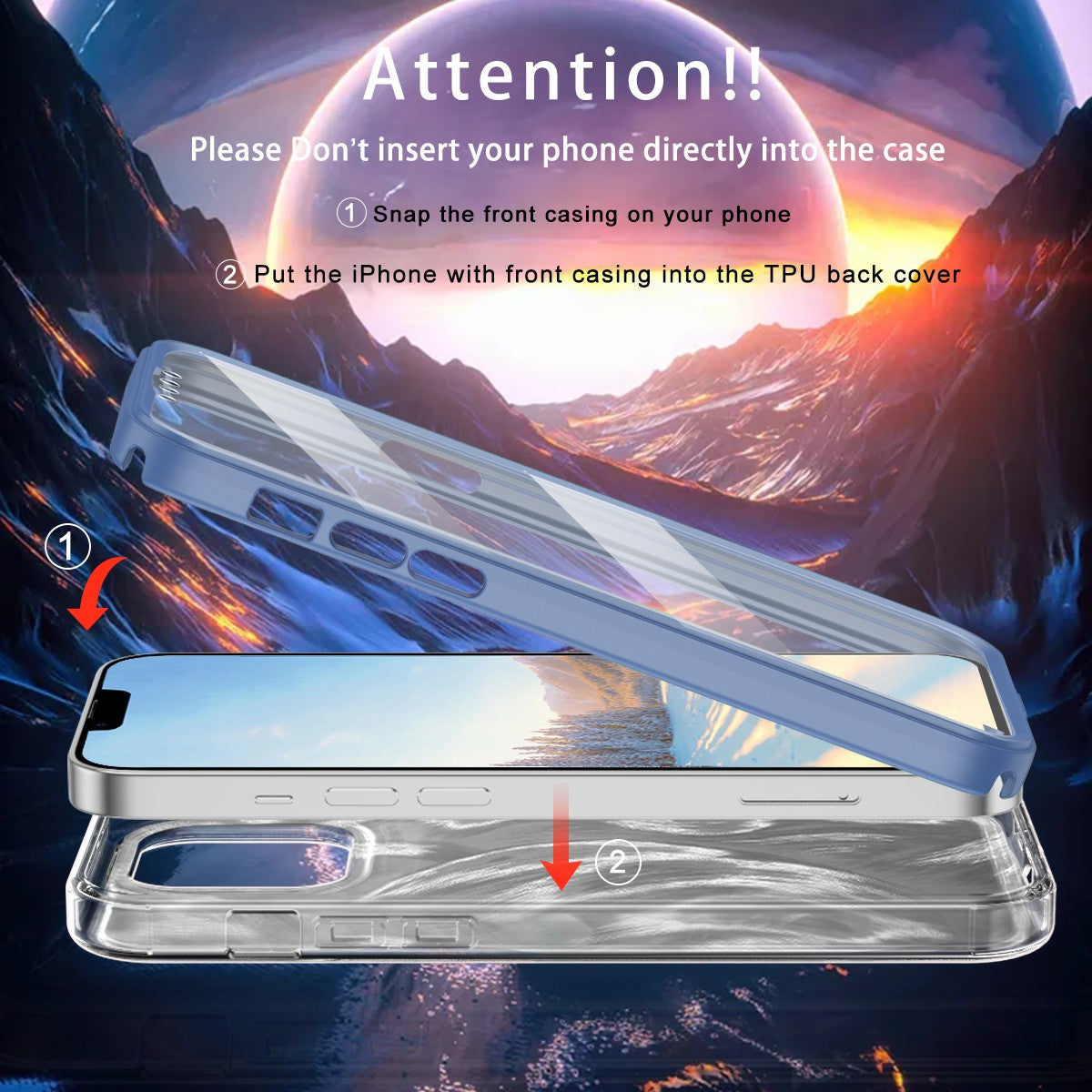 For iPhone 13 Pro Max 6.7 inch Case Gradient Feather Pattern Camera Protection Phone Cover