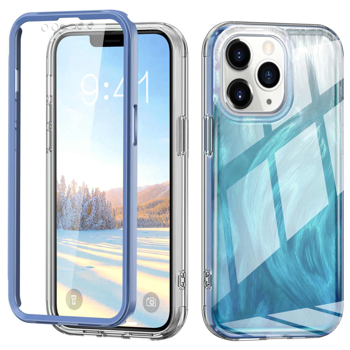 For iPhone 11 Pro Case Shockproof PC+TPU Phone Cover with Gradient Feather Pattern