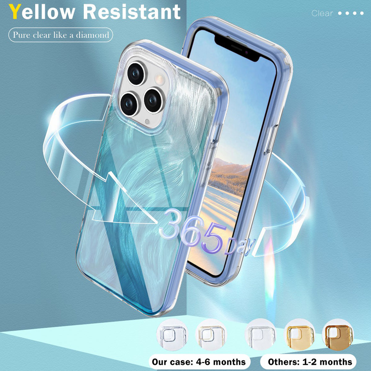 For iPhone 11 Pro Case Shockproof PC+TPU Phone Cover with Gradient Feather Pattern