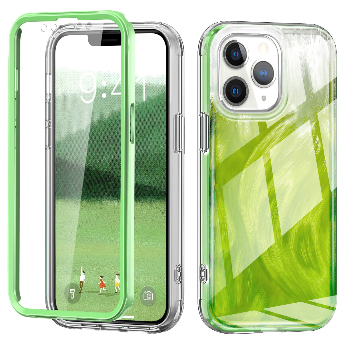 For iPhone 11 Pro Case Shockproof PC+TPU Phone Cover with Gradient Feather Pattern