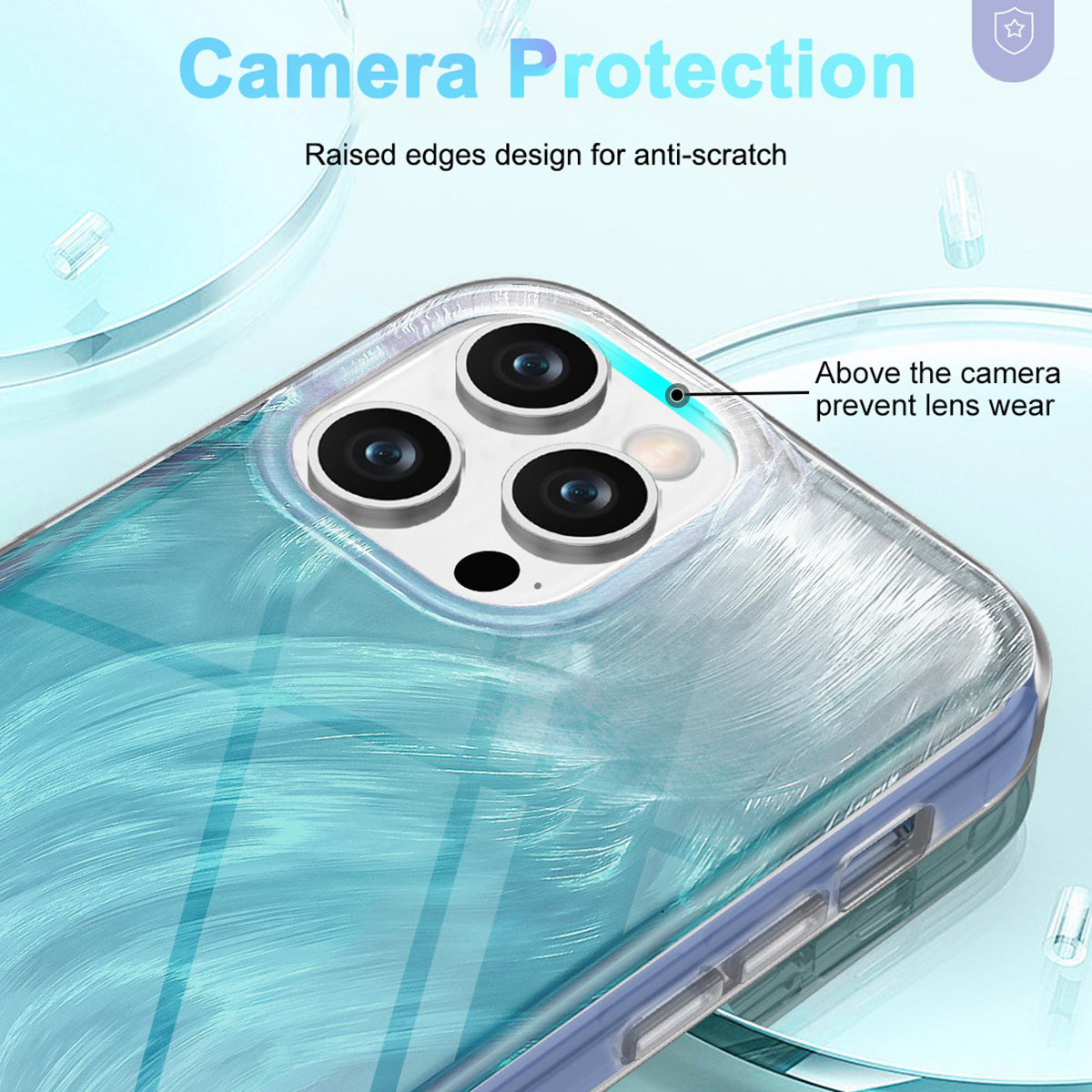 For iPhone 14 Pro Case Gradient Feather Pattern Full Body Protection Phone Shell