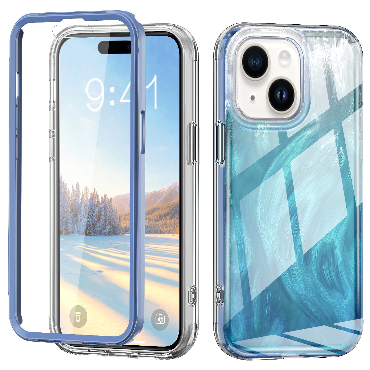 For iPhone 15 Plus Cell Phone Cases Gradient Feather Scratch-proof Cover