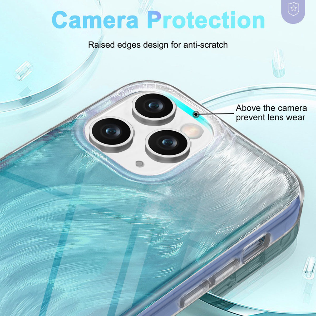 For iPhone 11 Pro Max PC+TPU Case Gradient Feather Pattern Drop-proof Back Cover