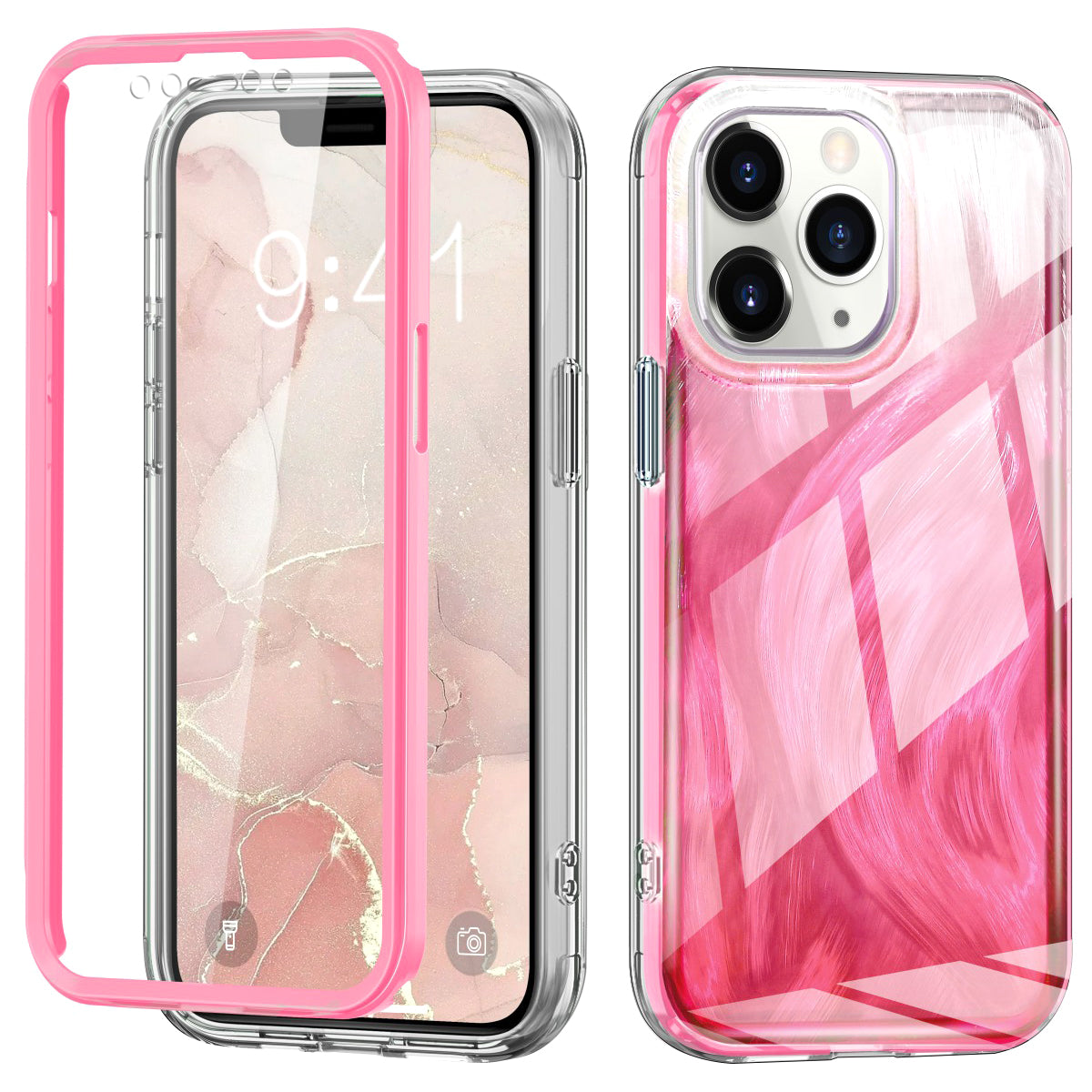 For iPhone 11 Pro Max PC+TPU Case Gradient Feather Pattern Drop-proof Back Cover