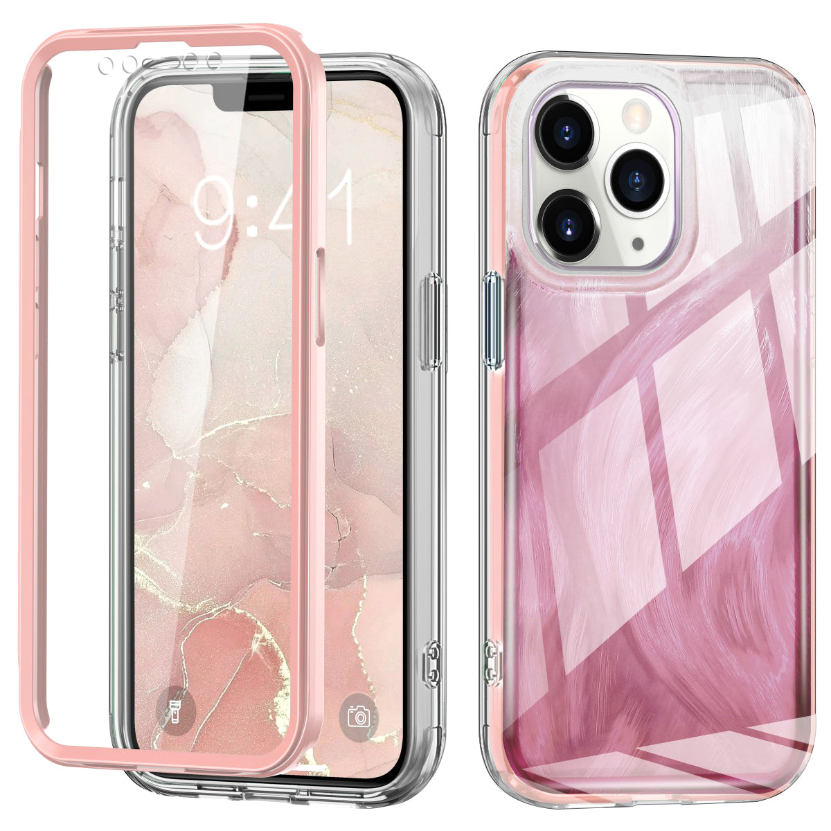 For iPhone 11 Pro Max PC+TPU Case Gradient Feather Pattern Drop-proof Back Cover