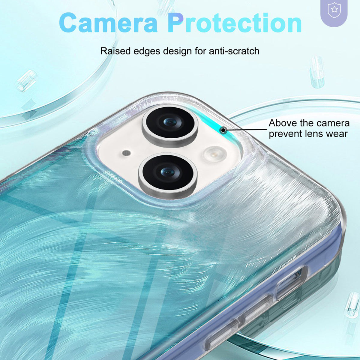 For iPhone 14 Plus Phone Case Gradient Feather Pattern PC+TPU Full Body Protection Cover