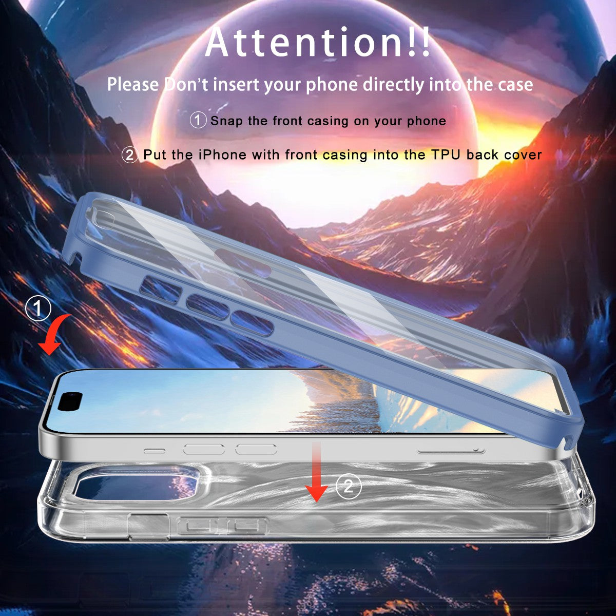 For iPhone 15 Case Built-in PET Film Feather Pattern PC+TPU Phone Cover
