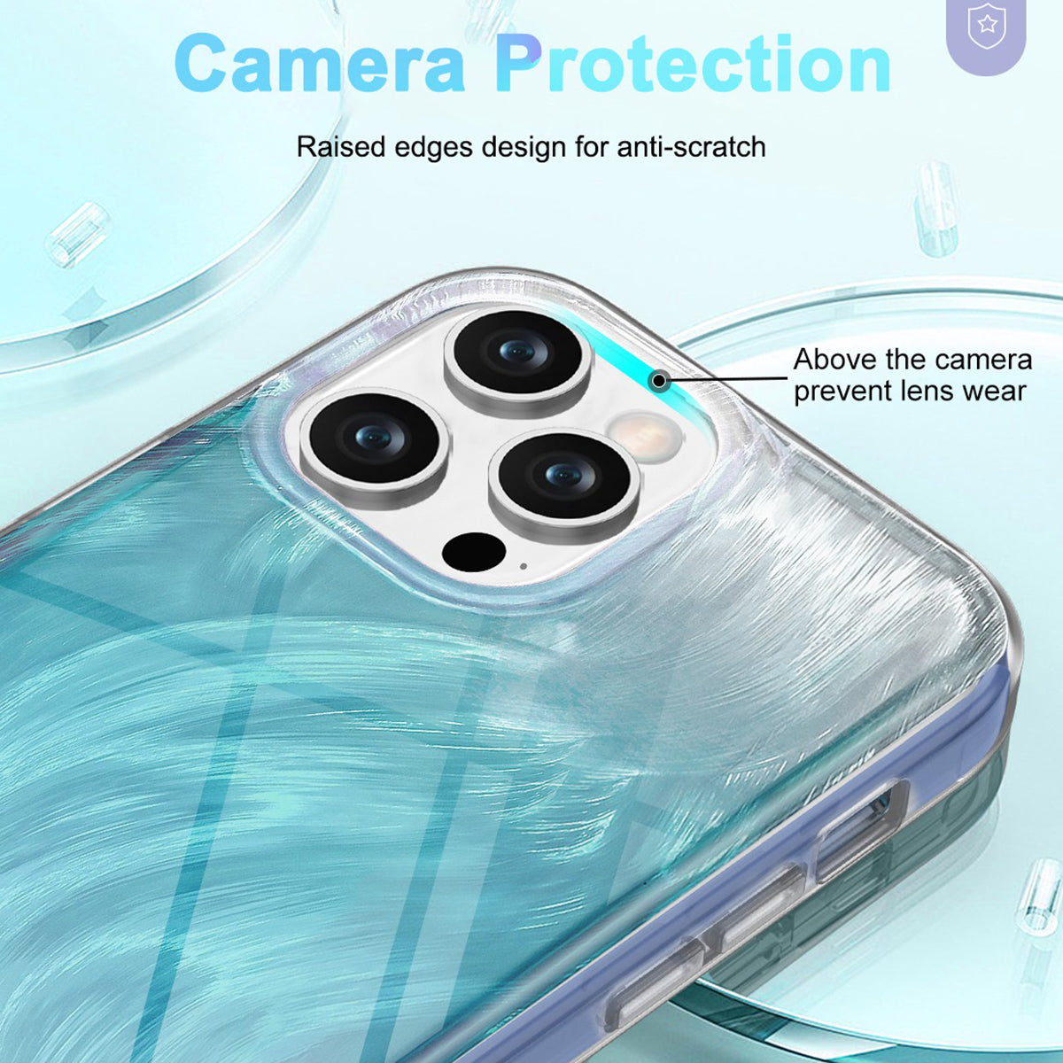 For iPhone 13 Pro Case PC+TPU Full Protection Feather Pattern Phone Cover