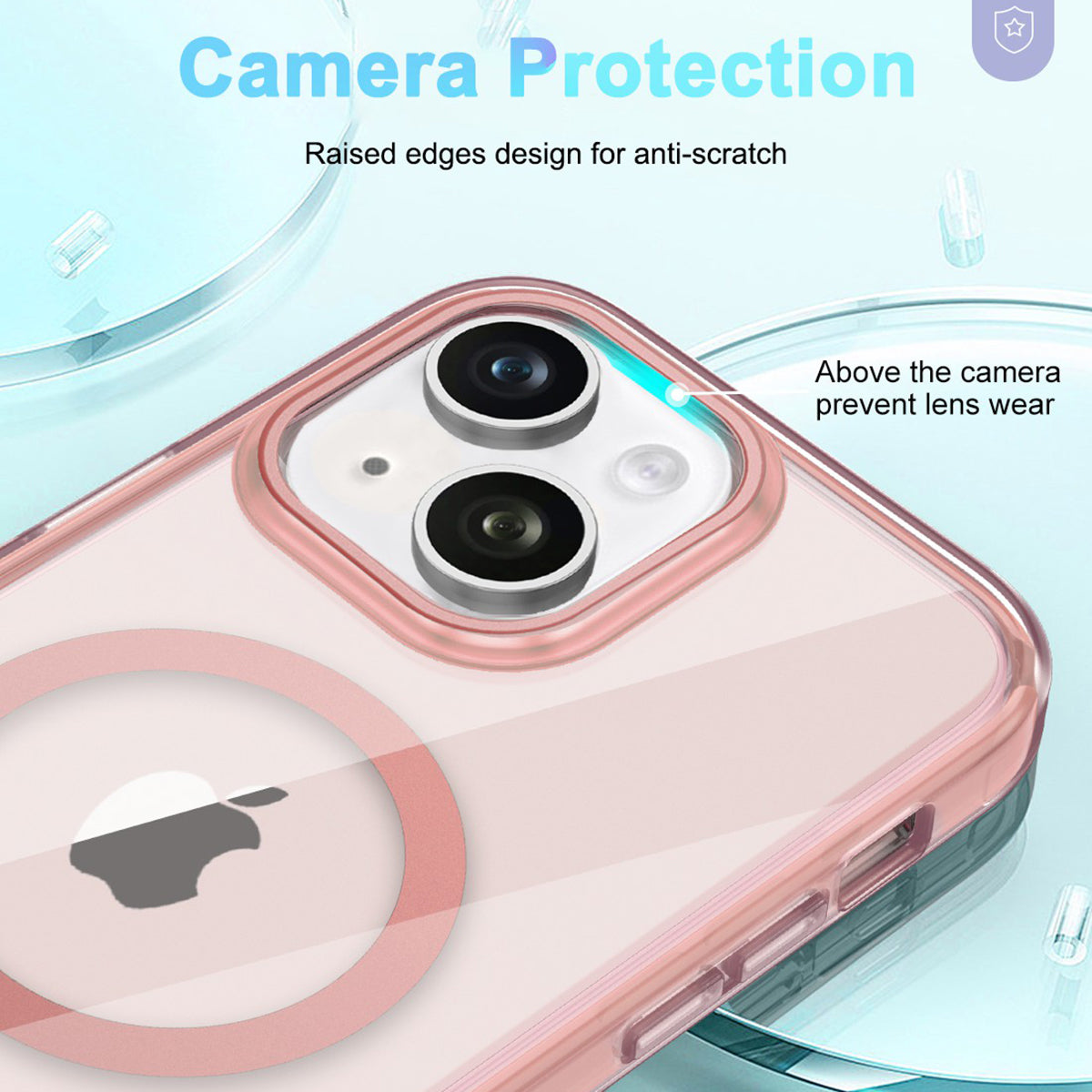 For iPhone 15 Plus Magnetic Case PC+TPU Clear Phone Cover with PET Screen Film