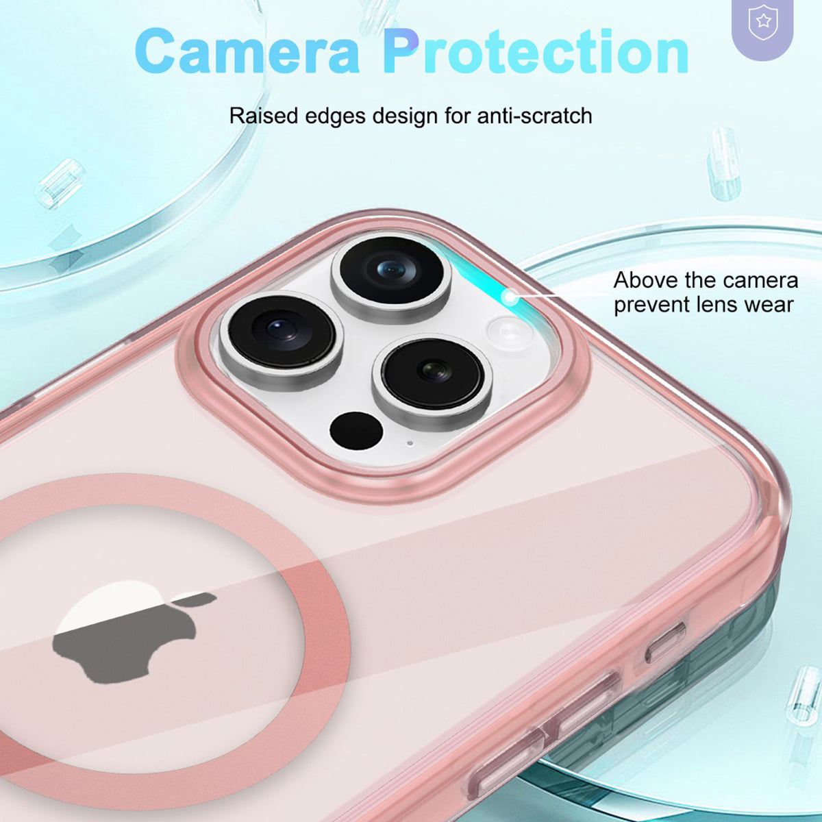 For iPhone 15 Pro Case PC+TPU Clear Phone Cover Compatible with MagSafe PET Screen Film