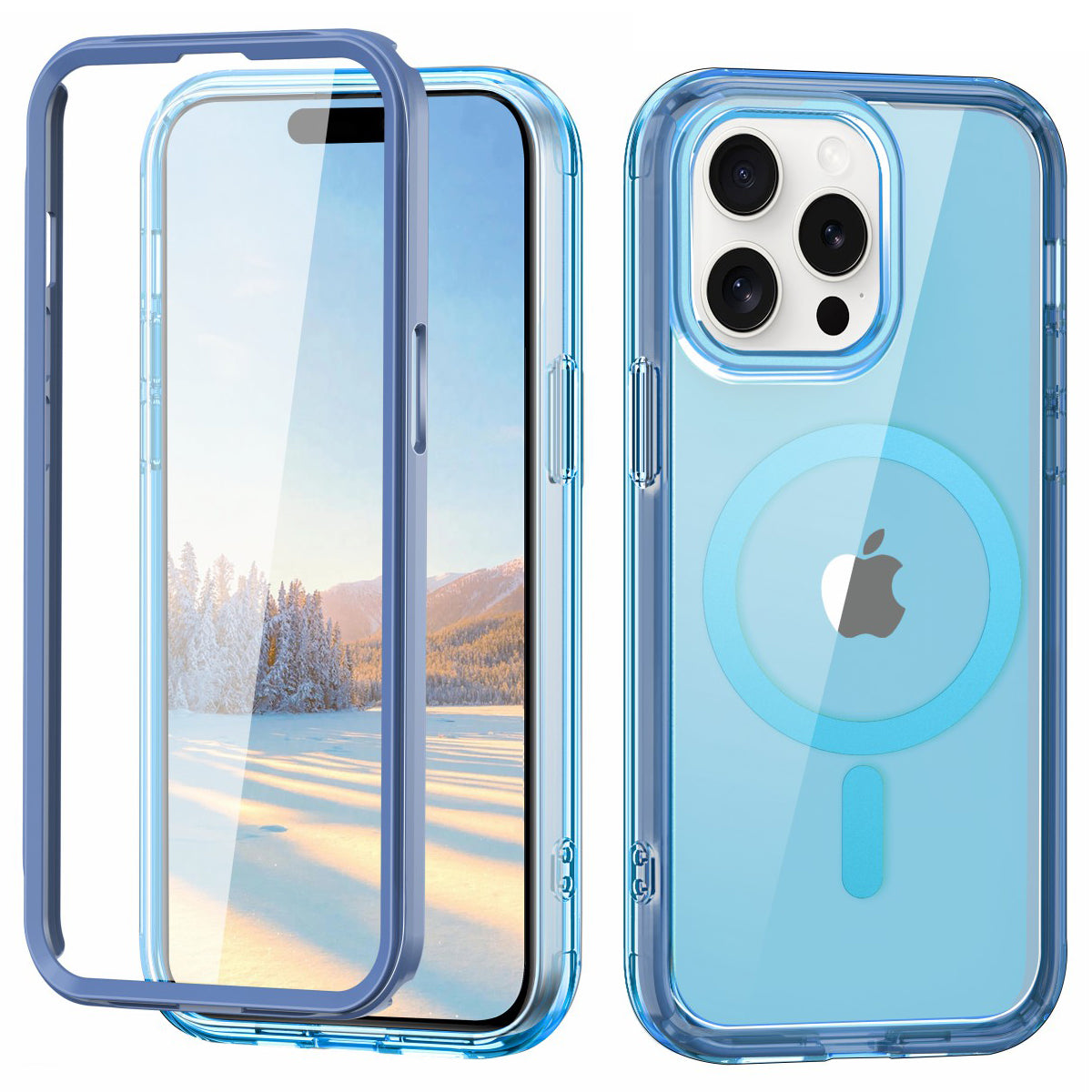 For iPhone 15 Pro Case PC+TPU Clear Phone Cover Compatible with MagSafe PET Screen Film
