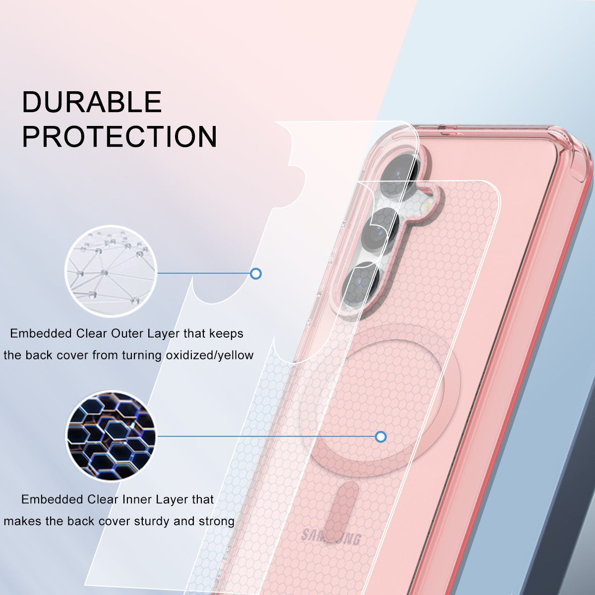 For Samsung Galaxy S24+ Magnetic Phone Case PC+TPU Clear Back Cover with PET Screen Film