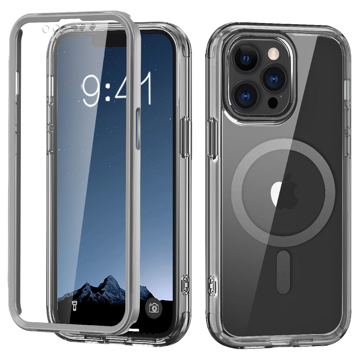 For iPhone 12 Pro Max Case PC+TPU Magnetic Phone Cover with PET Screen Protector