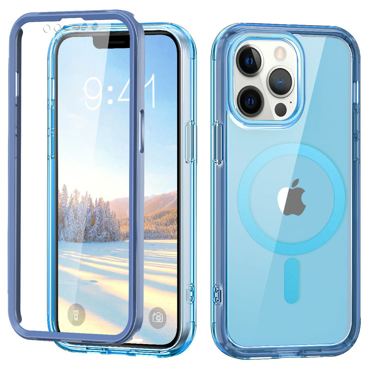 For iPhone 12 Pro Max Case PC+TPU Magnetic Phone Cover with PET Screen Protector