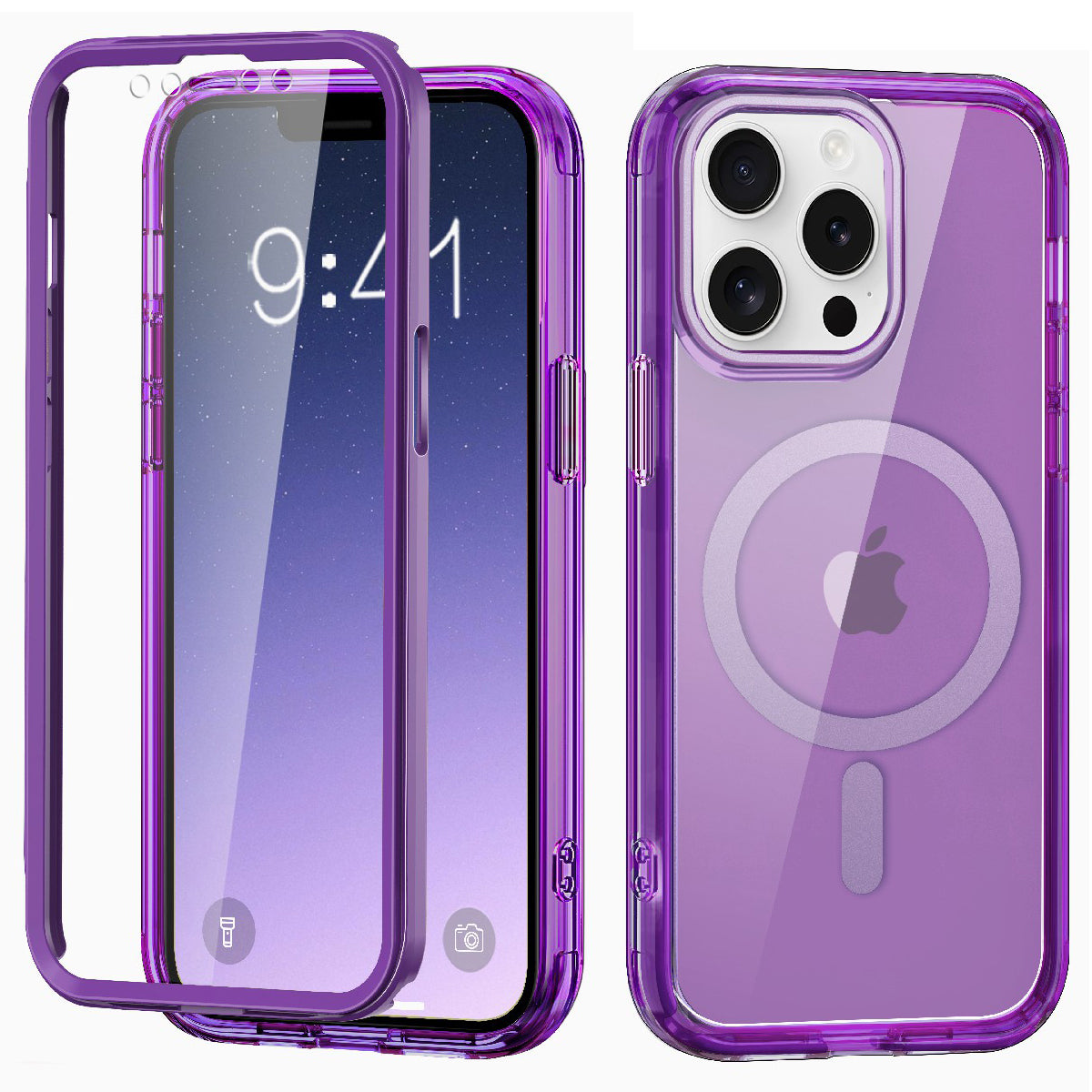 For iPhone 12 Pro Max Case PC+TPU Magnetic Phone Cover with PET Screen Protector