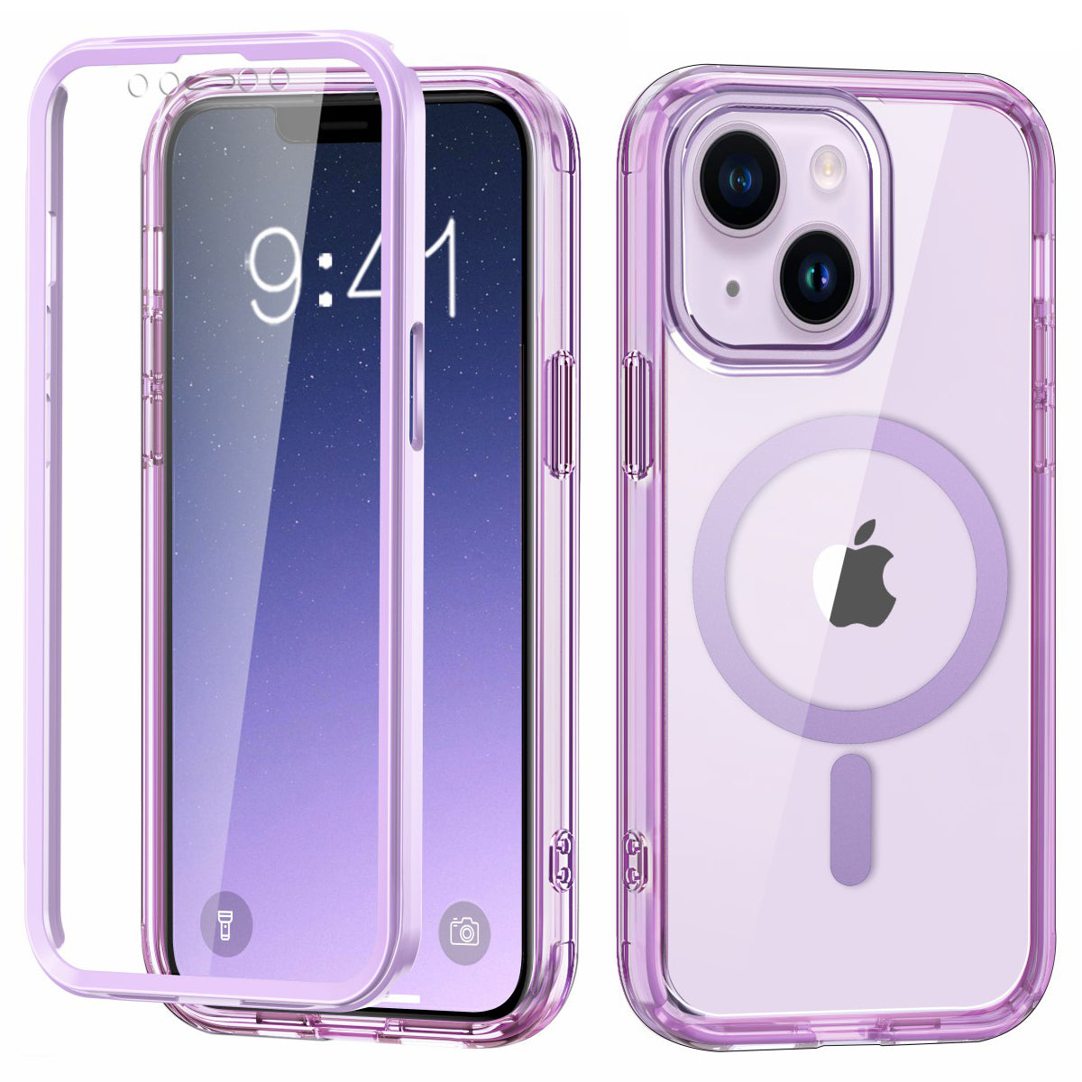 For iPhone 14 Plus Case PC+TPU+PET Screen Protector Magnetic Phone Cover