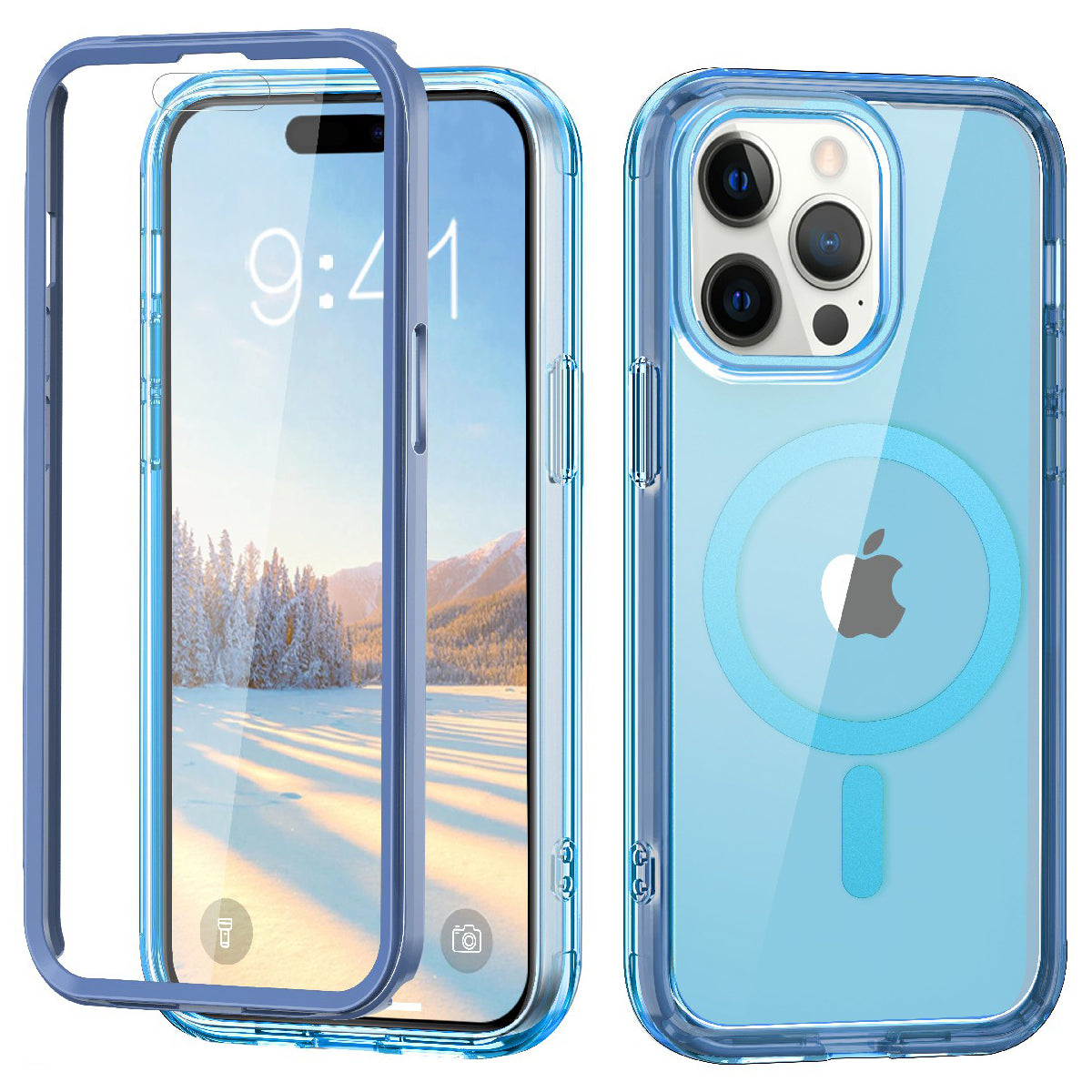 For iPhone 14 Pro Max Magnetic Case PC+TPU+PET Drop-proof Clear Phone Cover
