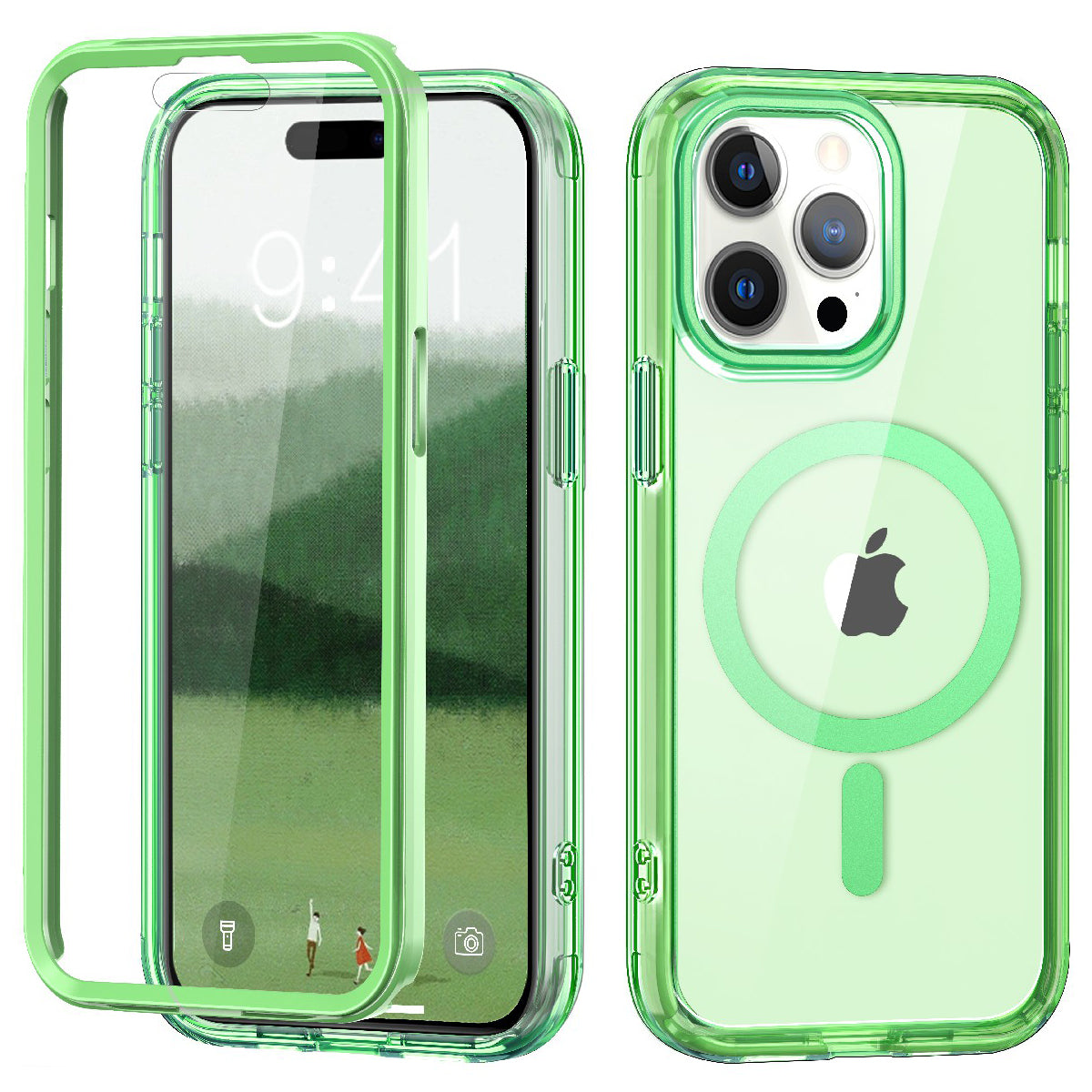 For iPhone 14 Pro Max Magnetic Case PC+TPU+PET Drop-proof Clear Phone Cover