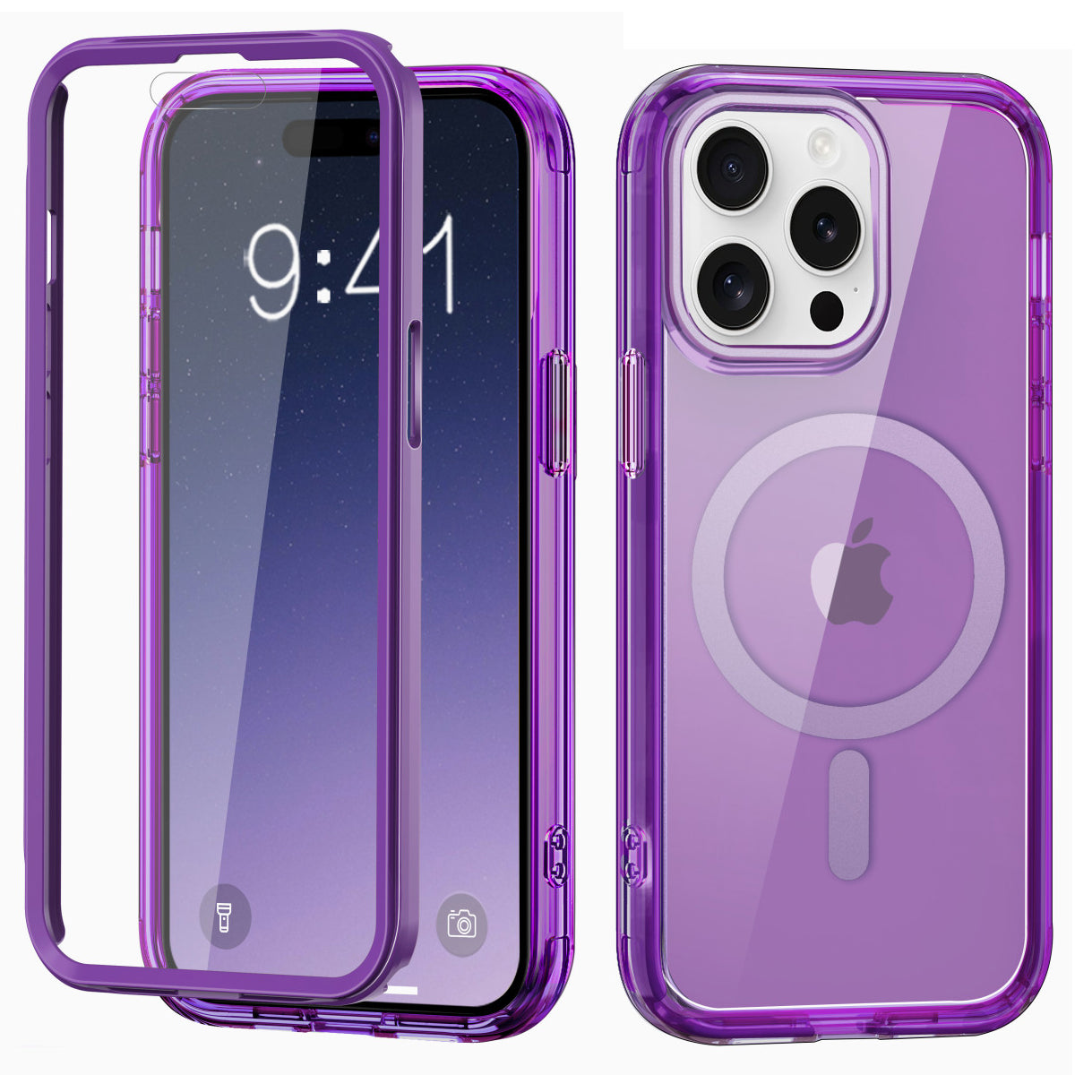 For iPhone 14 Pro Max Magnetic Case PC+TPU+PET Drop-proof Clear Phone Cover