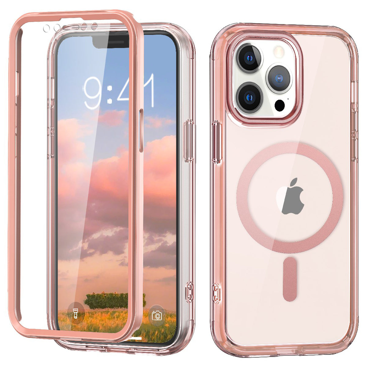 For iPhone 12 / 12 Pro Clear Case PC+TPU Shockproof Phone Shell Compatible with MagSafe