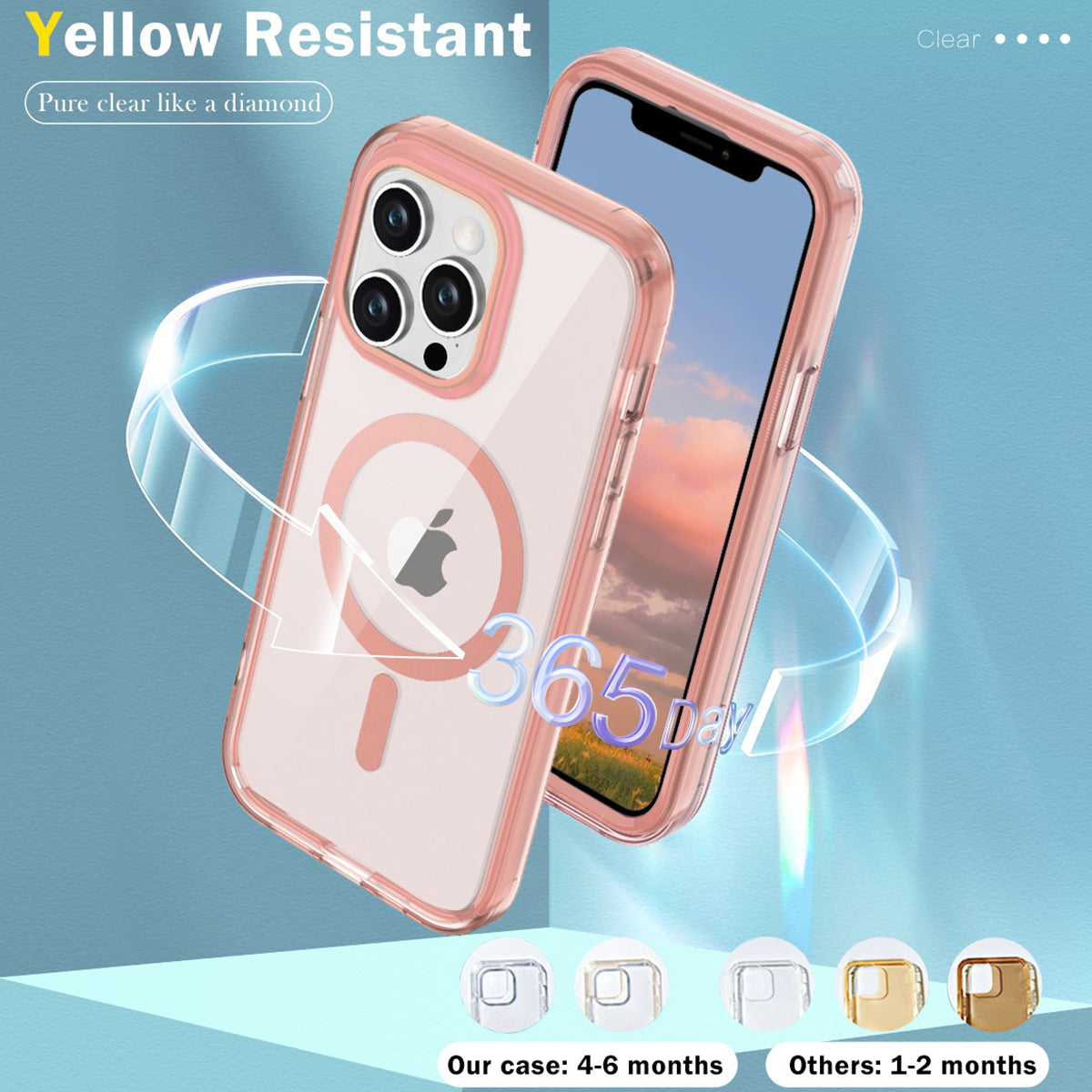 For iPhone 12 / 12 Pro Clear Case PC+TPU Shockproof Phone Shell Compatible with MagSafe