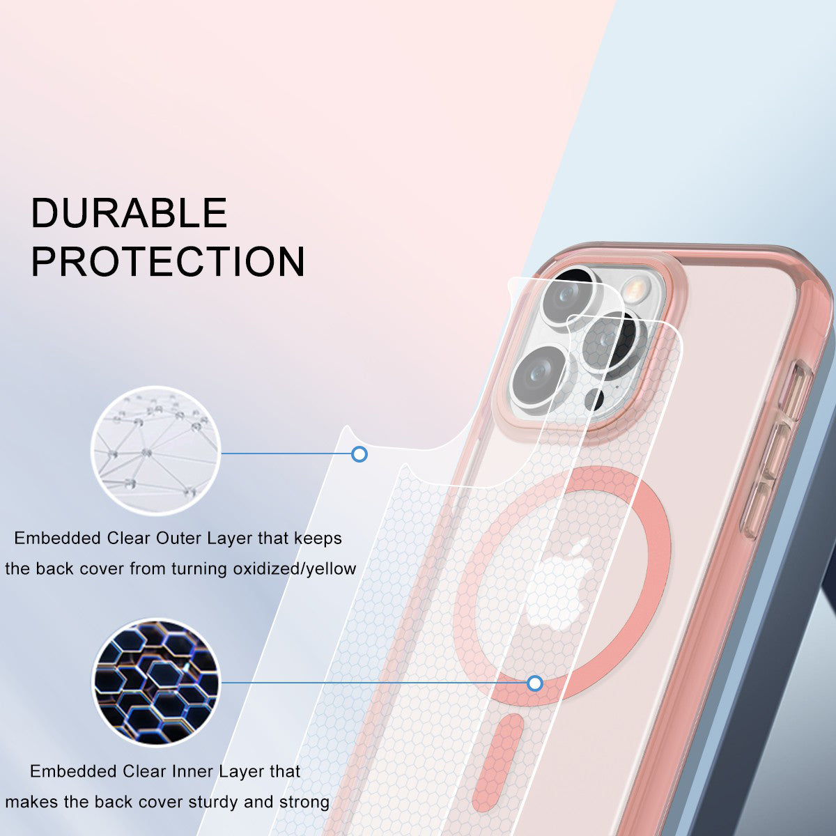 For iPhone 12 / 12 Pro Clear Case PC+TPU Shockproof Phone Shell Compatible with MagSafe