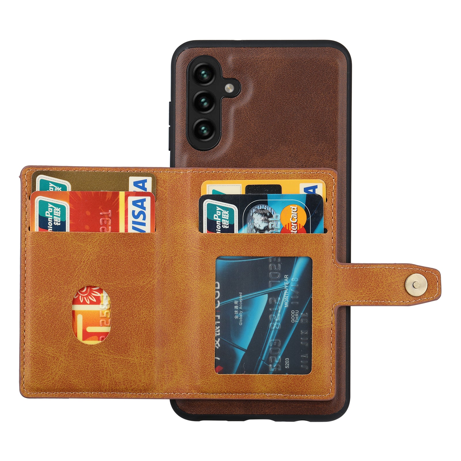 For Samsung Galaxy A15 4G / 5G Back Case with Card Holder PU Leather+TPU Phone Cover