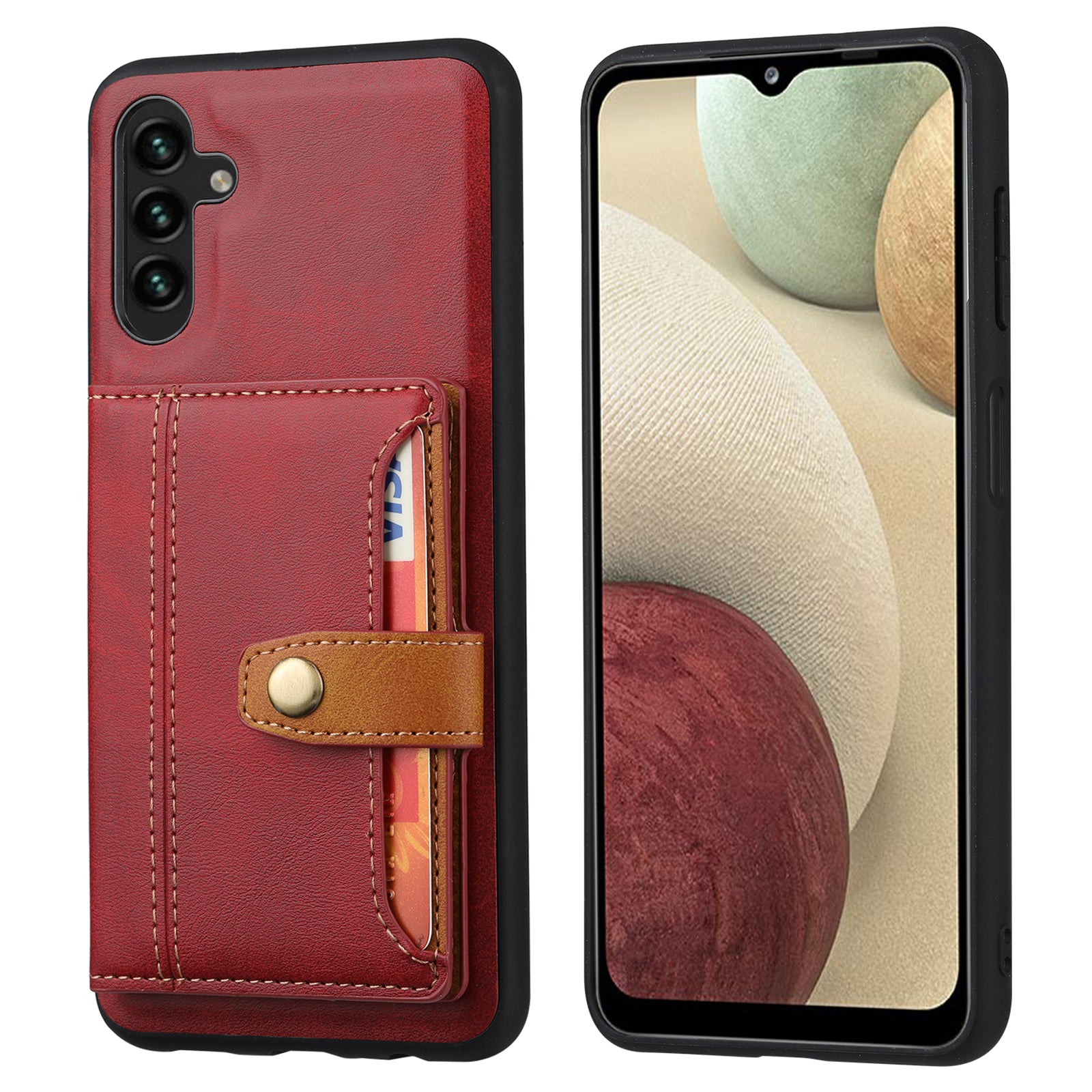 For Samsung Galaxy A15 4G / 5G Back Case with Card Holder PU Leather+TPU Phone Cover