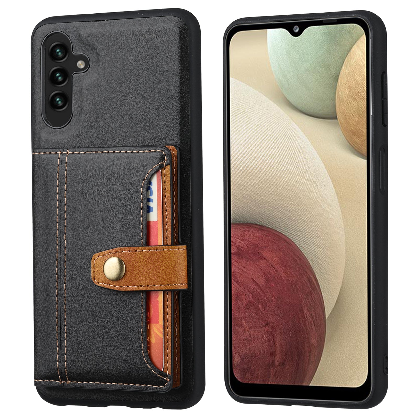 For Samsung Galaxy A15 4G / 5G Back Case with Card Holder PU Leather+TPU Phone Cover