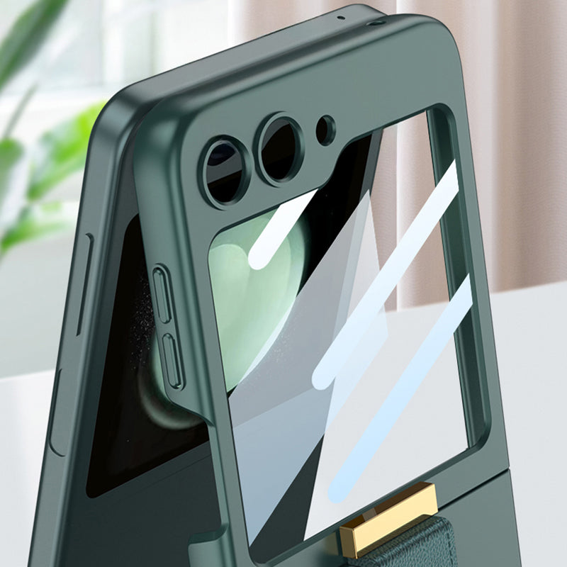 GKK For Samsung Galaxy Z Flip5 5G Case Ring Holder Hard PC Phone Cover with Rear Screen Film