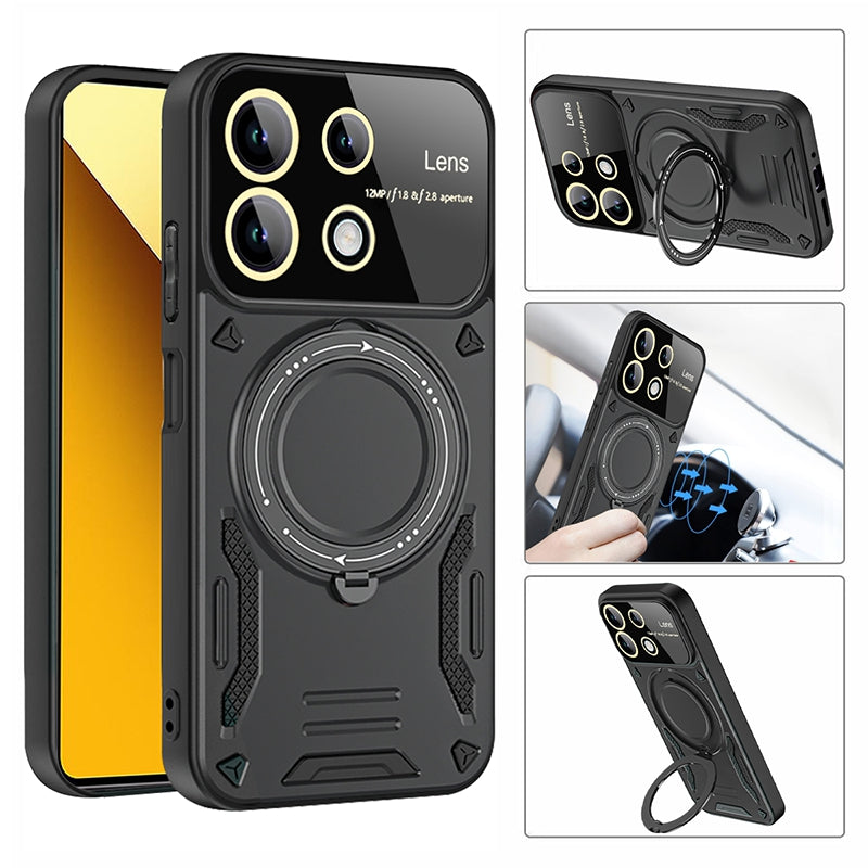 For Xiaomi Redmi Note 13 Pro 4G / Poco M6 Pro 4G Case Magnetic Ring Kickstand PC+TPU Phone Shell