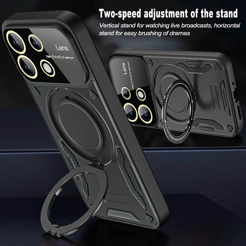 For Xiaomi Redmi Note 13 Pro 4G / Poco M6 Pro 4G Case Magnetic Ring Kickstand PC+TPU Phone Shell