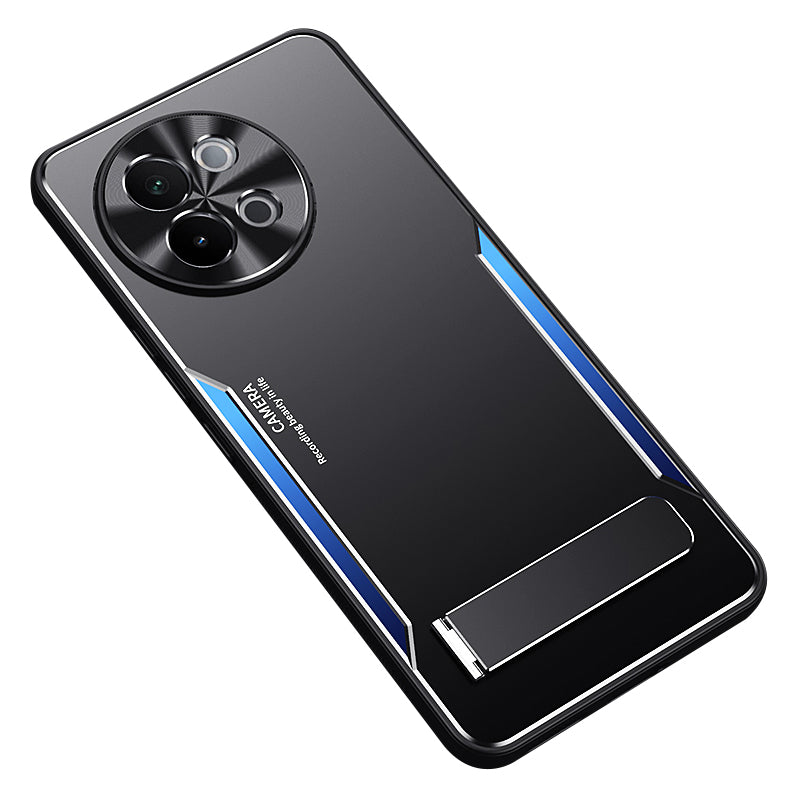 For vivo S18e 5G Case Shock Absorbing Aluminum Alloy + TPU Kickstand Phone Cover