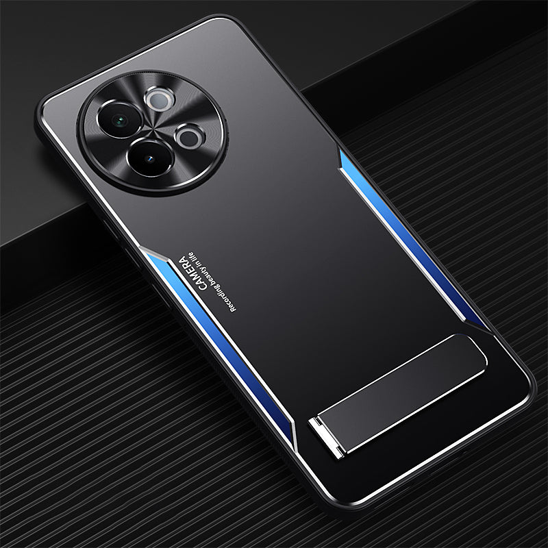 For vivo S18e 5G Case Shock Absorbing Aluminum Alloy + TPU Kickstand Phone Cover