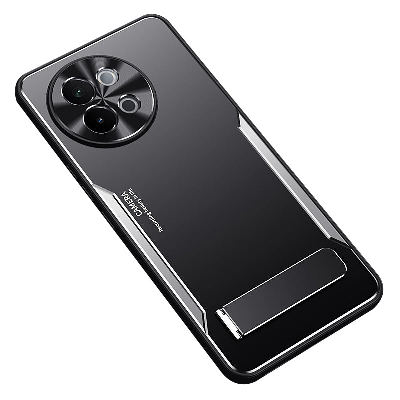 For vivo S18e 5G Case Shock Absorbing Aluminum Alloy + TPU Kickstand Phone Cover
