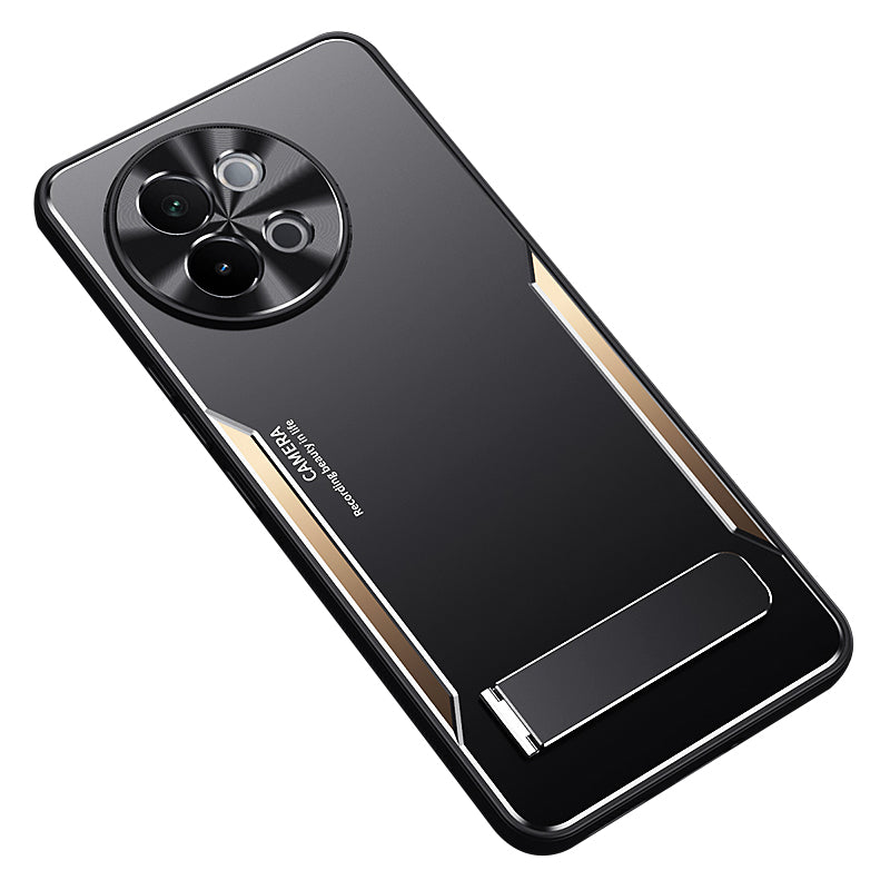 For vivo S18e 5G Case Shock Absorbing Aluminum Alloy + TPU Kickstand Phone Cover