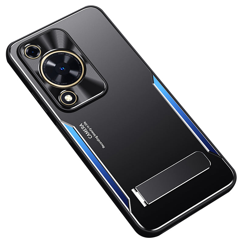 For Huawei Enjoy 70 4G / nova Y72 4G Invisible Kickstand Case Shockproof Aluminum Alloy + TPU Phone Cover