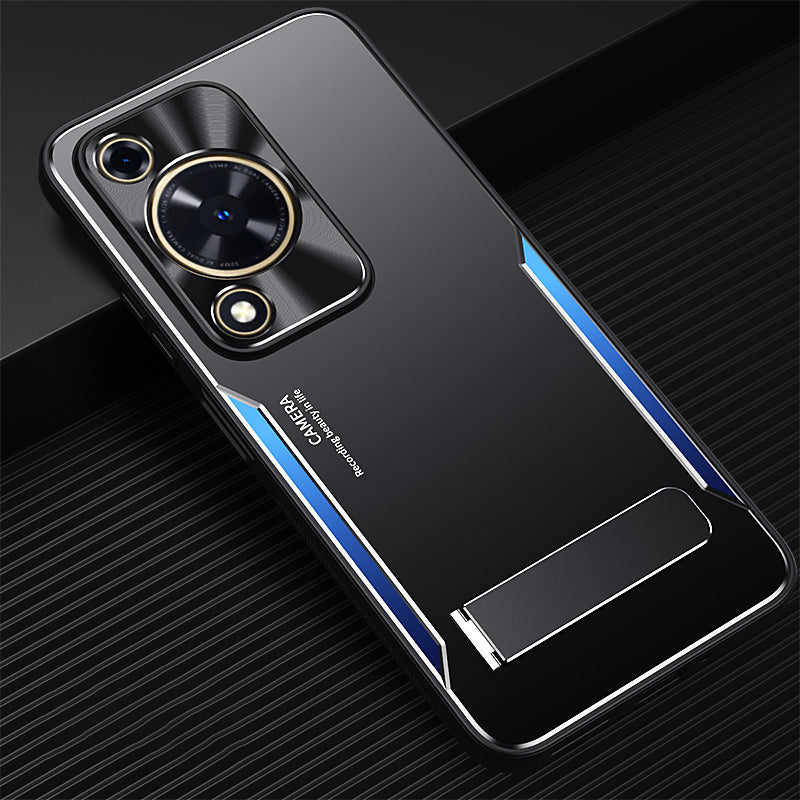 For Huawei Enjoy 70 4G / nova Y72 4G Invisible Kickstand Case Shockproof Aluminum Alloy + TPU Phone Cover