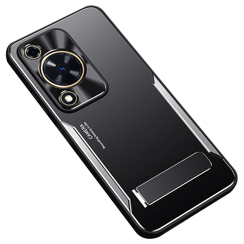 For Huawei Enjoy 70 4G / nova Y72 4G Invisible Kickstand Case Shockproof Aluminum Alloy + TPU Phone Cover