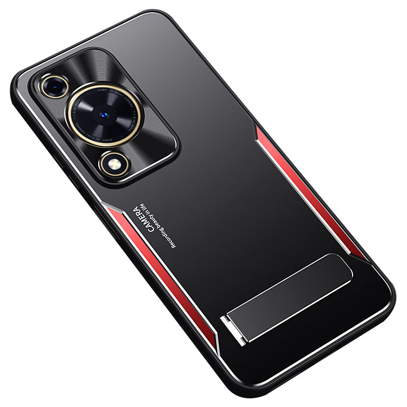 For Huawei Enjoy 70 4G / nova Y72 4G Invisible Kickstand Case Shockproof Aluminum Alloy + TPU Phone Cover