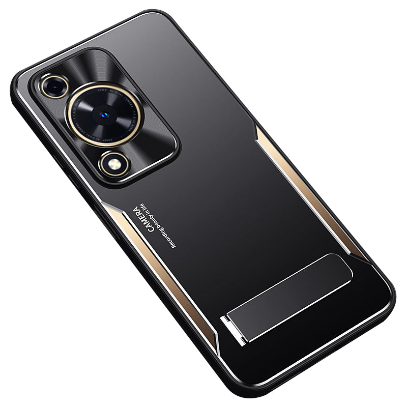 For Huawei Enjoy 70 4G / nova Y72 4G Invisible Kickstand Case Shockproof Aluminum Alloy + TPU Phone Cover