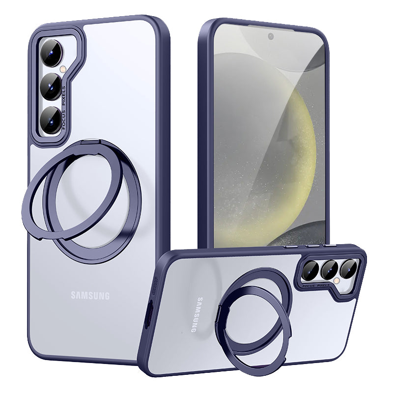 For Samsung Galaxy S24 Magnetic Phone Case Clear Anti-scratch Rotary Kickstand Cover
