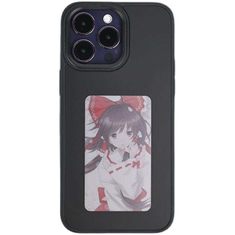 INKZONE For iPhone 12 / 12 Pro Case DIY Pattern 3-Color E Ink Case Projection PC+TPU NFC Phone Cover