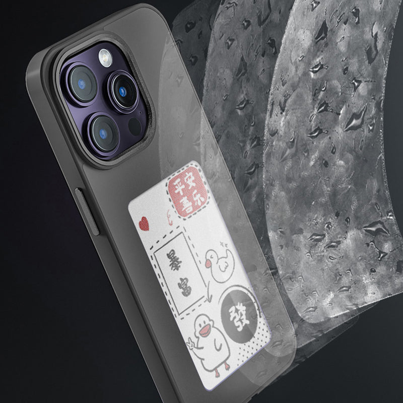 INKZONE For iPhone 12 / 12 Pro Case DIY Pattern 3-Color E Ink Case Projection PC+TPU NFC Phone Cover