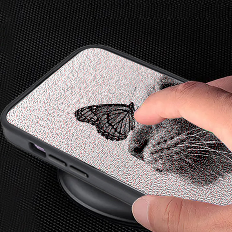 INKZONE For iPhone 12 / 12 Pro Case DIY Pattern 3-Color E Ink Case Projection PC+TPU NFC Phone Cover